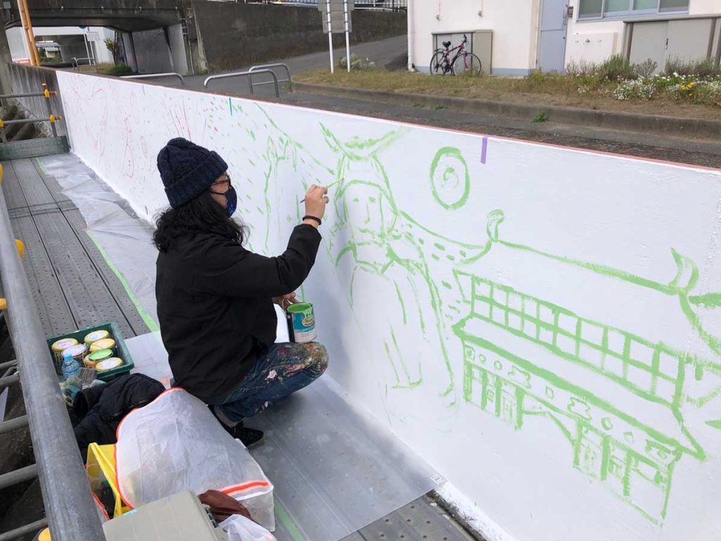 広瀬川にクジラが出現!?】壁画アートプロジェクト「Art Standing